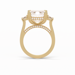 7.02 CT Asscher Cut Three Stones Style Moissanite Engagement Ring 18