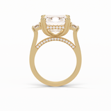 7.02 CT Asscher Cut Three Stones Style Moissanite Engagement Ring 18