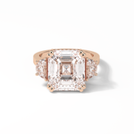 7.02 CT Asscher Cut Three Stones Style Moissanite Engagement Ring 15