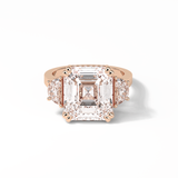 7.02 CT Asscher Cut Three Stones Style Moissanite Engagement Ring 15
