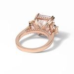 7.02 CT Asscher Cut Three Stones Style Moissanite Engagement Ring 10