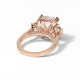 7.02 CT Asscher Cut Three Stones Style Moissanite Engagement Ring 10
