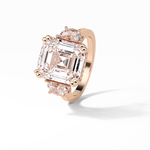 7.02 CT Asscher Cut Three Stones Style Moissanite Engagement Ring 14