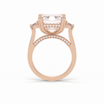7.02 CT Asscher Cut Three Stones Style Moissanite Engagement Ring 9