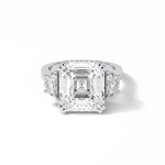 7.02 CT Asscher Cut Three Stones Style Moissanite Engagement Ring 1