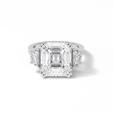 7.02 CT Asscher Cut Three Stones Style Moissanite Engagement Ring 1