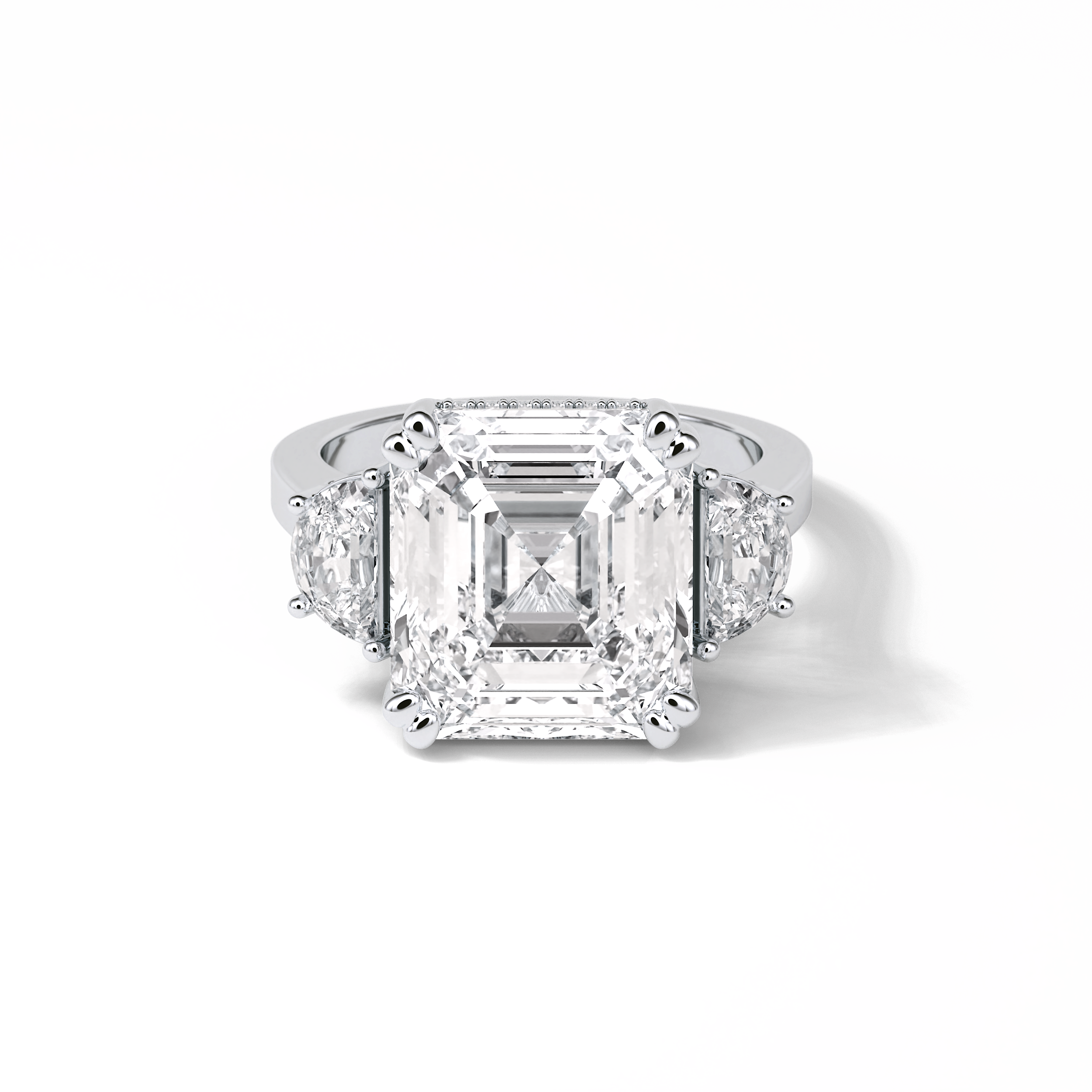 7.02 CT Asscher Cut Three Stones Style Moissanite Engagement Ring 1