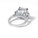 7.02 CT Asscher Cut Three Stones Style Moissanite Engagement Ring 6