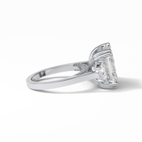 7.02 CT Asscher Cut Three Stones Style Moissanite Engagement Ring 5