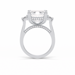 7.02 CT Asscher Cut Three Stones Style Moissanite Engagement Ring 4