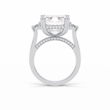 7.02 CT Asscher Cut Three Stones Style Moissanite Engagement Ring 4