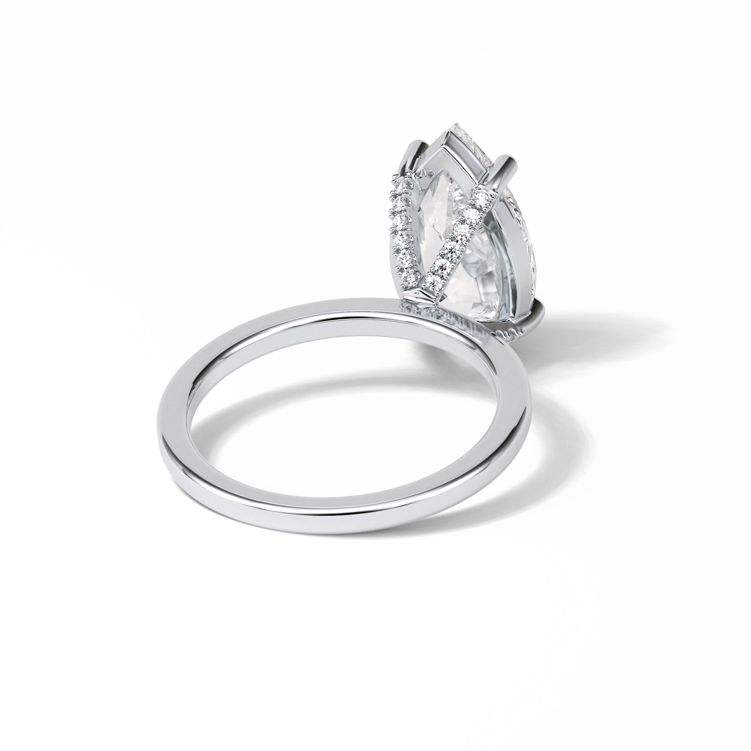 3.92 CT Blue Green Pear Cut Three Stones Style Moissanite Engagement Ring 7