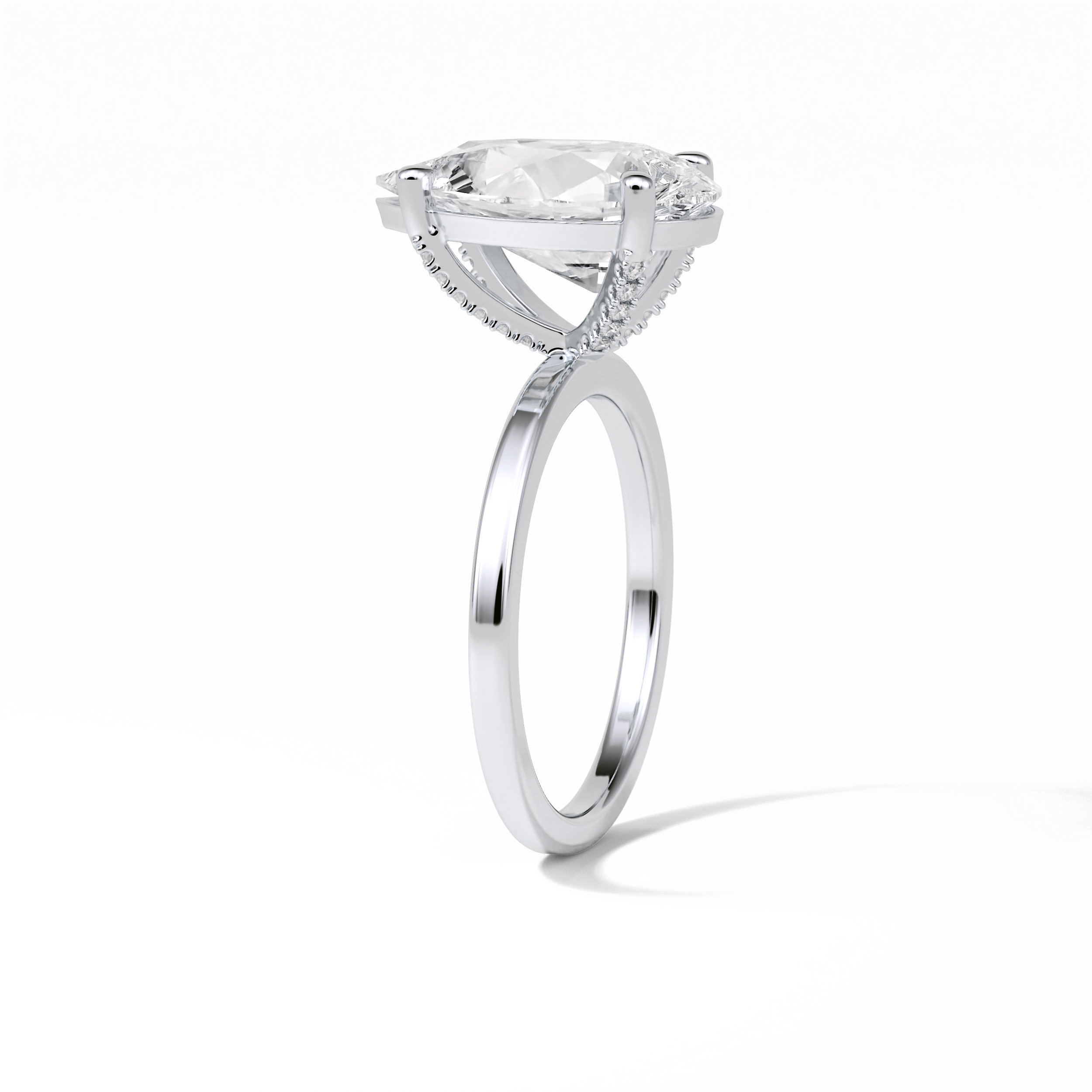 3.92 CT Blue Green Pear Cut Three Stones Style Moissanite Engagement Ring 4