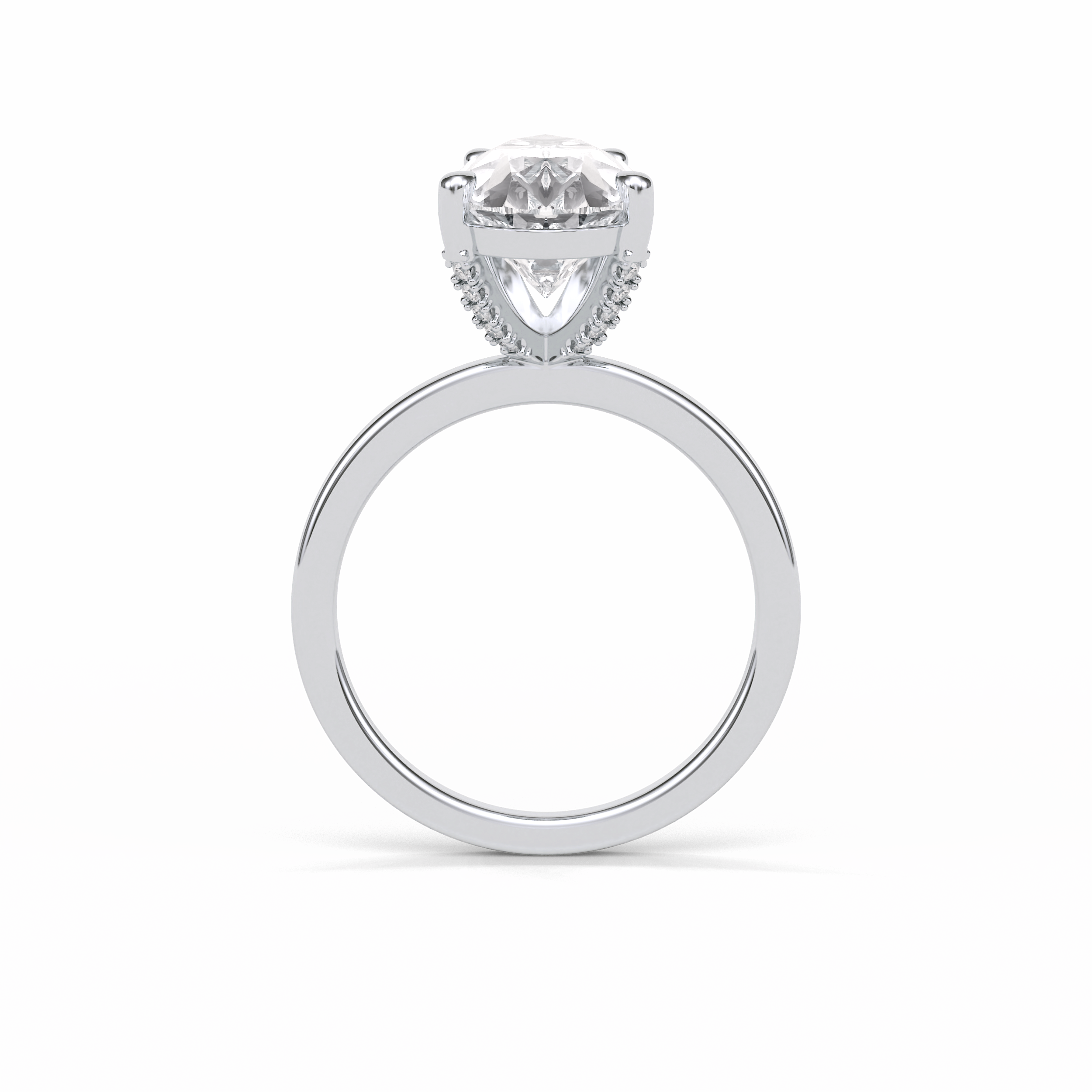 3.92 CT Blue Green Pear Cut Three Stones Style Moissanite Engagement Ring 6