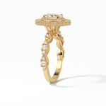 1.33 CT Oval Cut Pave and Halo Style Moissanite Engagement Ring 14