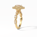 1.33 CT Oval Cut Pave and Halo Style Moissanite Engagement Ring 14