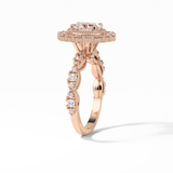 1.33 CT Oval Cut Pave and Halo Style Moissanite Engagement Ring 11