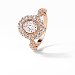 1.33 CT Oval Cut Pave and Halo Style Moissanite Engagement Ring 12