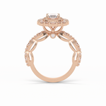 1.33 CT Oval Cut Pave and Halo Style Moissanite Engagement Ring 13