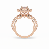 1.33 CT Oval Cut Pave and Halo Style Moissanite Engagement Ring 13