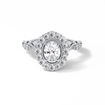 1.33 CT Oval Cut Pave and Halo Style Moissanite Engagement Ring 1