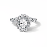 1.33 CT Oval Cut Pave and Halo Style Moissanite Engagement Ring 1