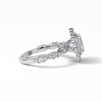 1.33 CT Oval Cut Pave and Halo Style Moissanite Engagement Ring 6