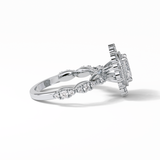 1.33 CT Oval Cut Pave and Halo Style Moissanite Engagement Ring 6