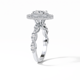 1.33 CT Oval Cut Pave and Halo Style Moissanite Engagement Ring 2
