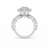 1.33 CT Oval Cut Pave and Halo Style Moissanite Engagement Ring 4