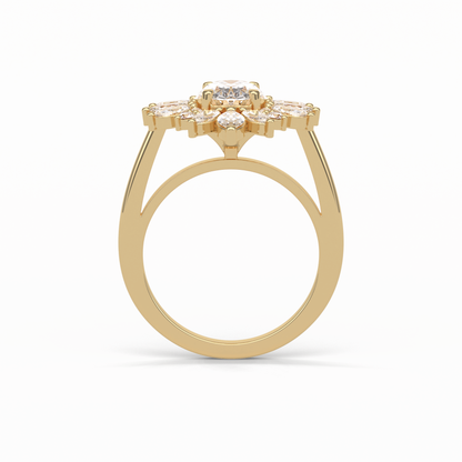 1.33 CT Oval Cut Halo Style Moissanite Engagement Ring