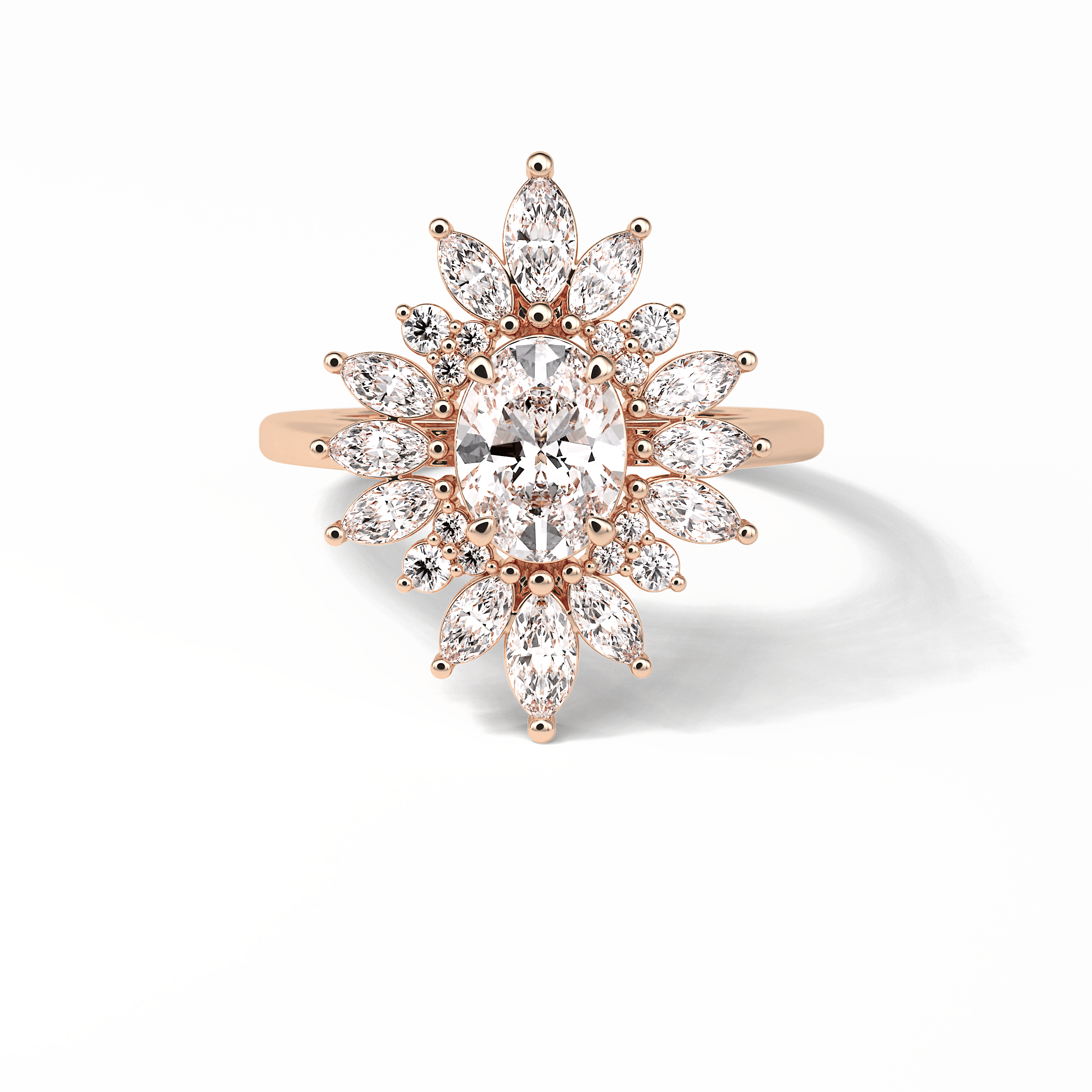 1.33 CT Oval Cut Halo Style Moissanite Engagement Ring 15