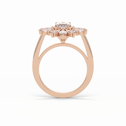 1.33 CT Oval Cut Halo Style Moissanite Engagement Ring