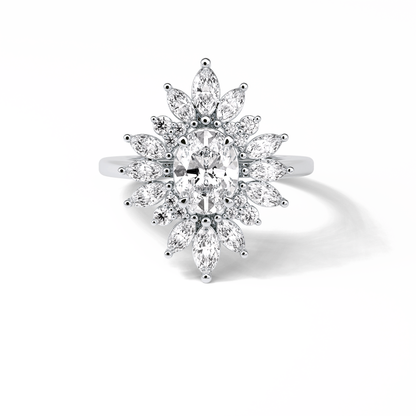 1.33 CT Oval Cut Halo Style Moissanite Engagement Ring
