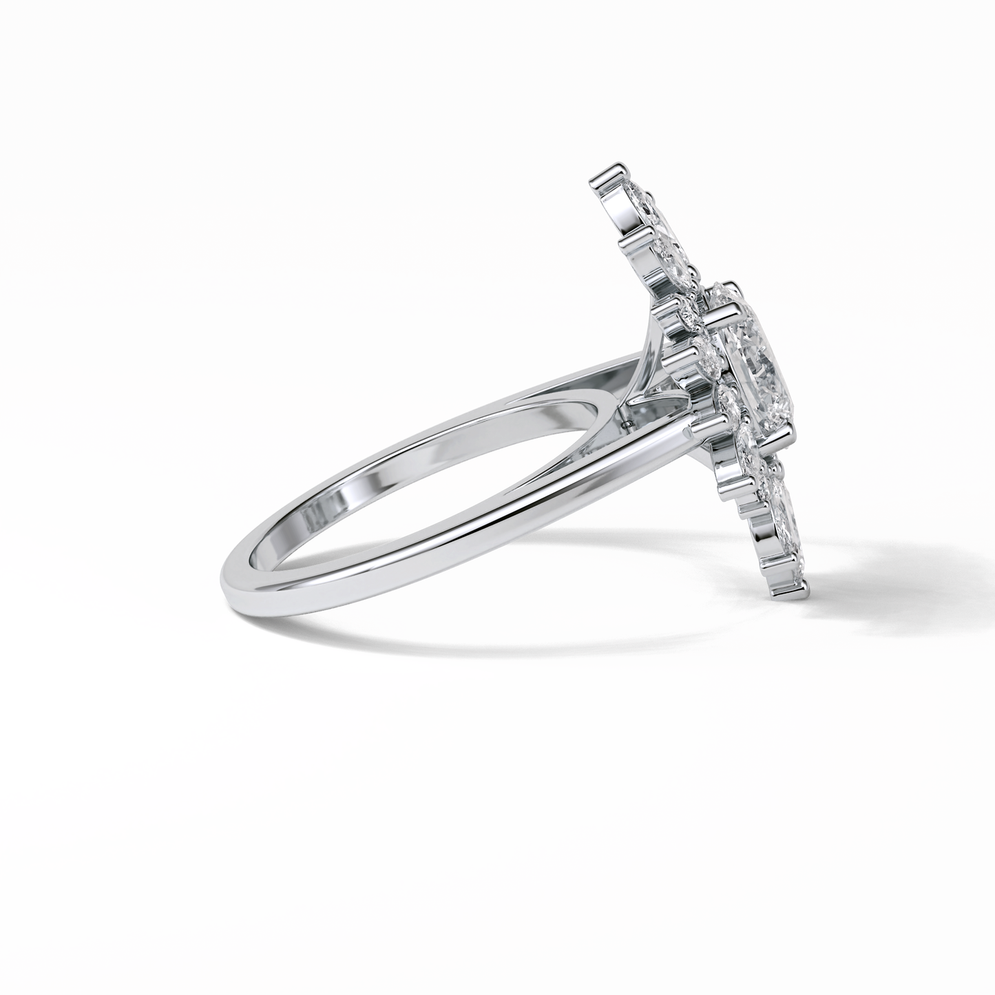 1.33 CT Oval Cut Halo Style Moissanite Engagement Ring