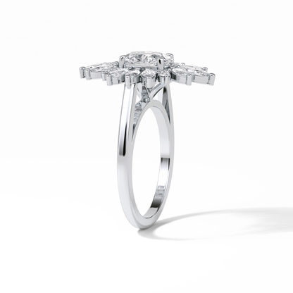 1.33 CT Oval Cut Halo Style Moissanite Engagement Ring