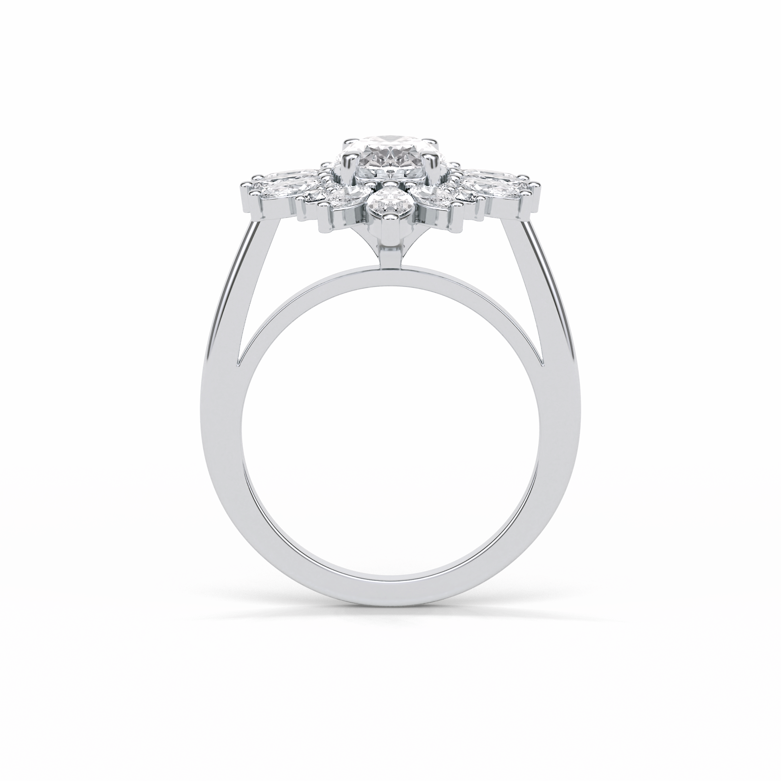 1.33 CT Oval Cut Halo Style Moissanite Engagement Ring 5