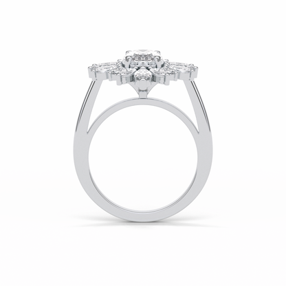 1.33 CT Oval Cut Halo Style Moissanite Engagement Ring
