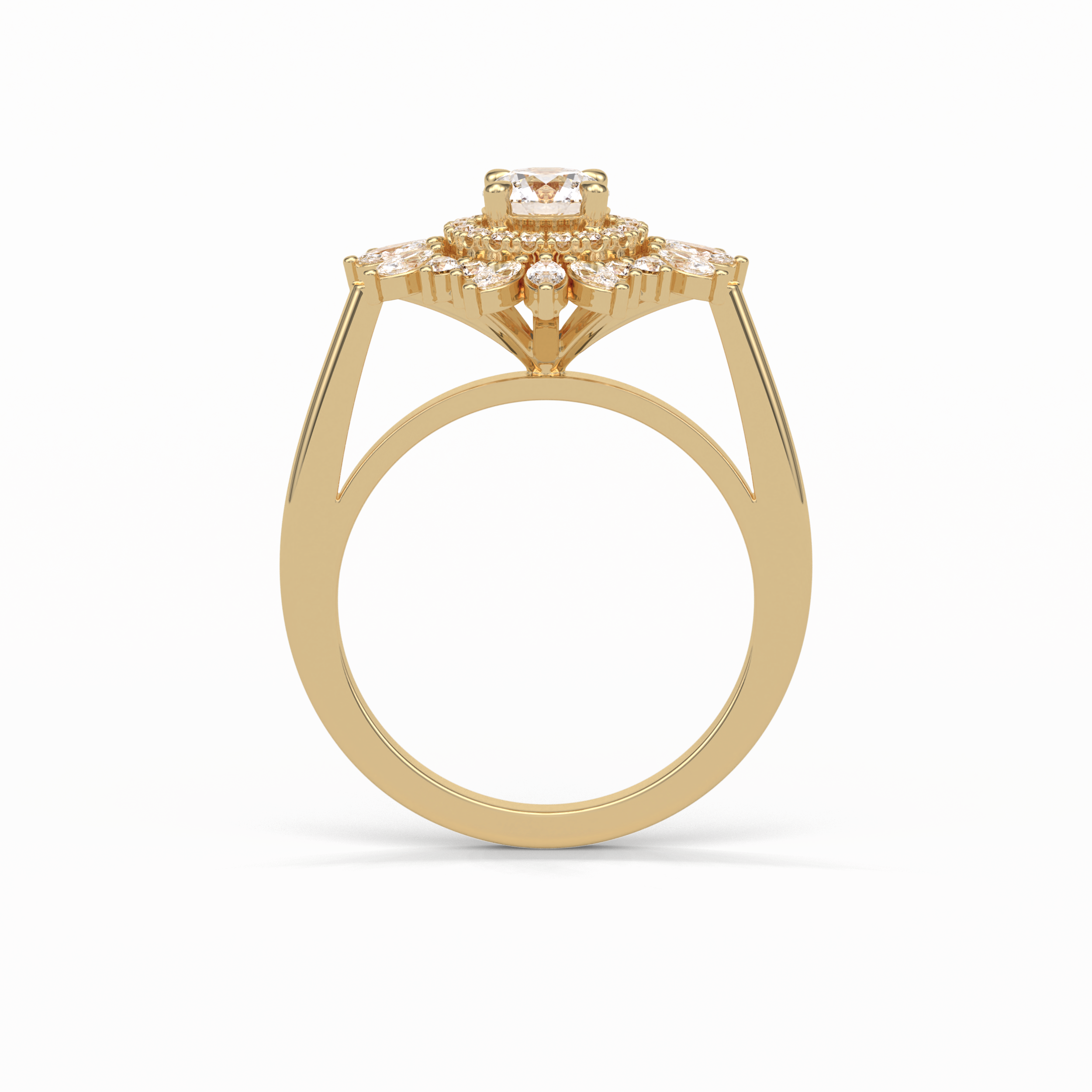 0.5 CT Round Cut Halo Style Moissanite Engagement Ring 19