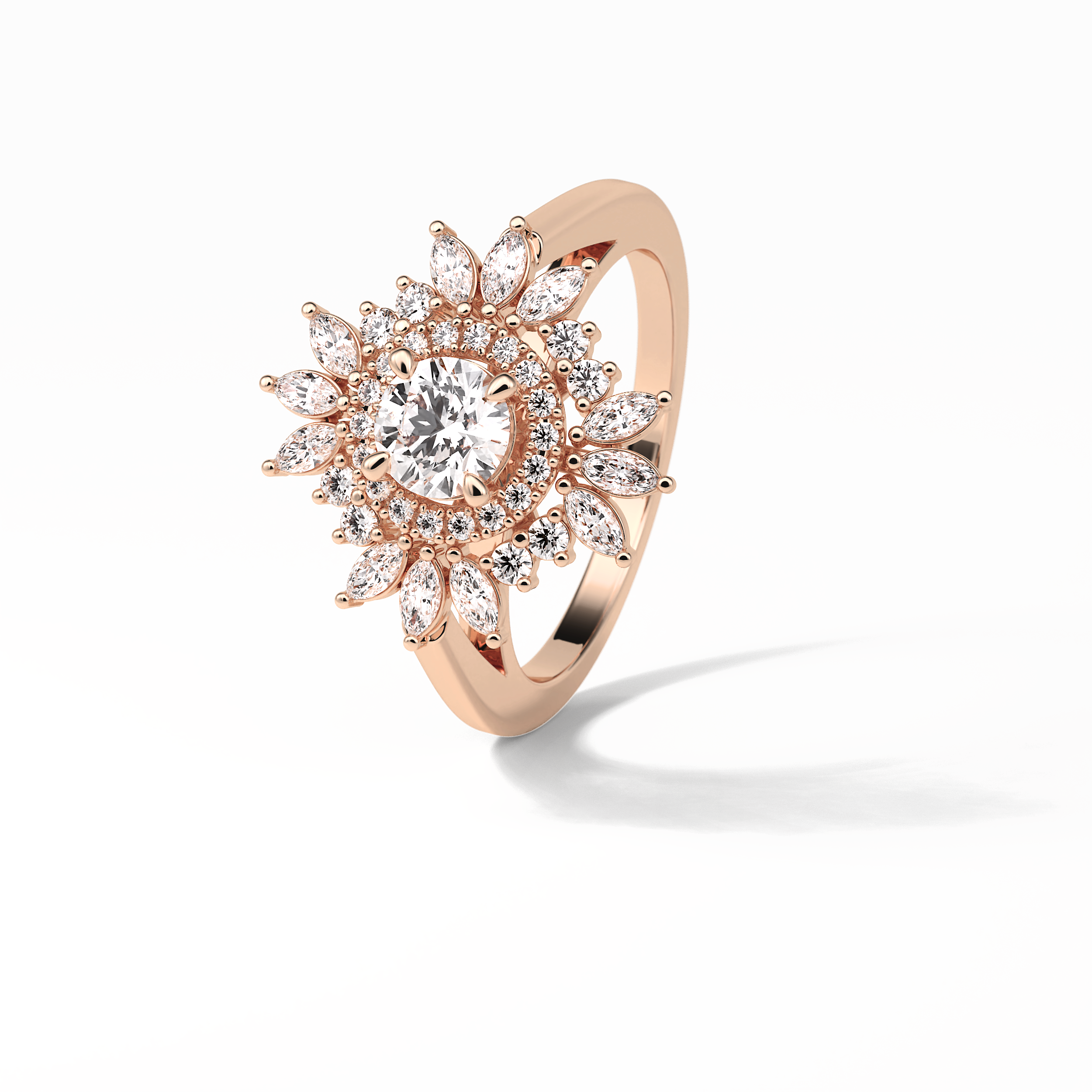 0.5 CT Round Cut Halo Style Moissanite Engagement Ring 11