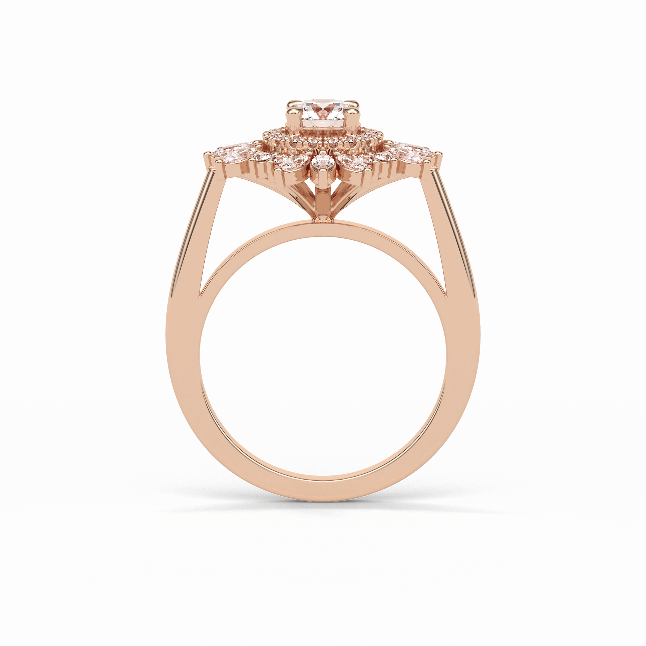 0.5 CT Round Cut Halo Style Moissanite Engagement Ring 12