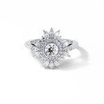 0.5 CT Round Cut Halo Style Moissanite Engagement Ring 1