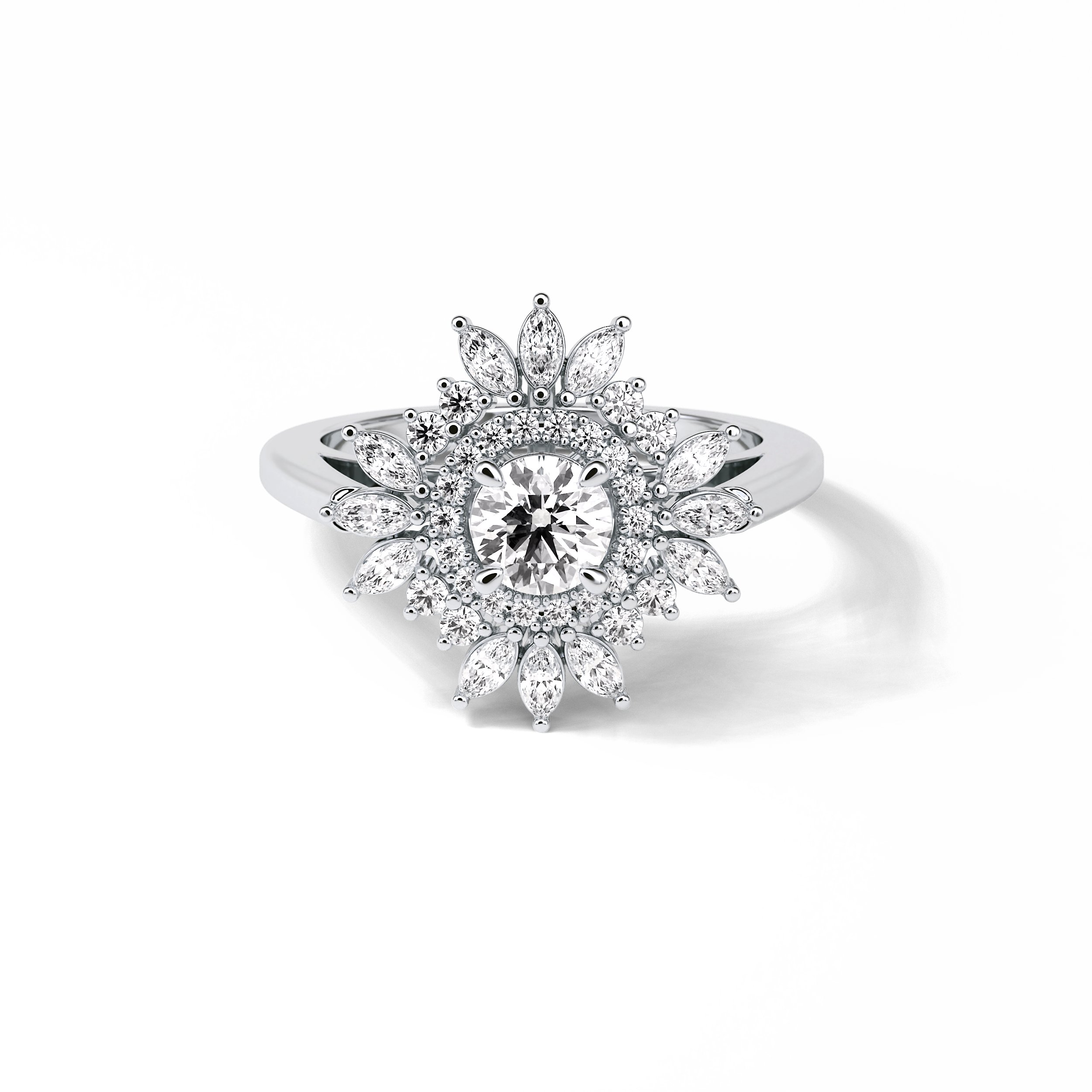 0.5 CT Round Cut Halo Style Moissanite Engagement Ring 1