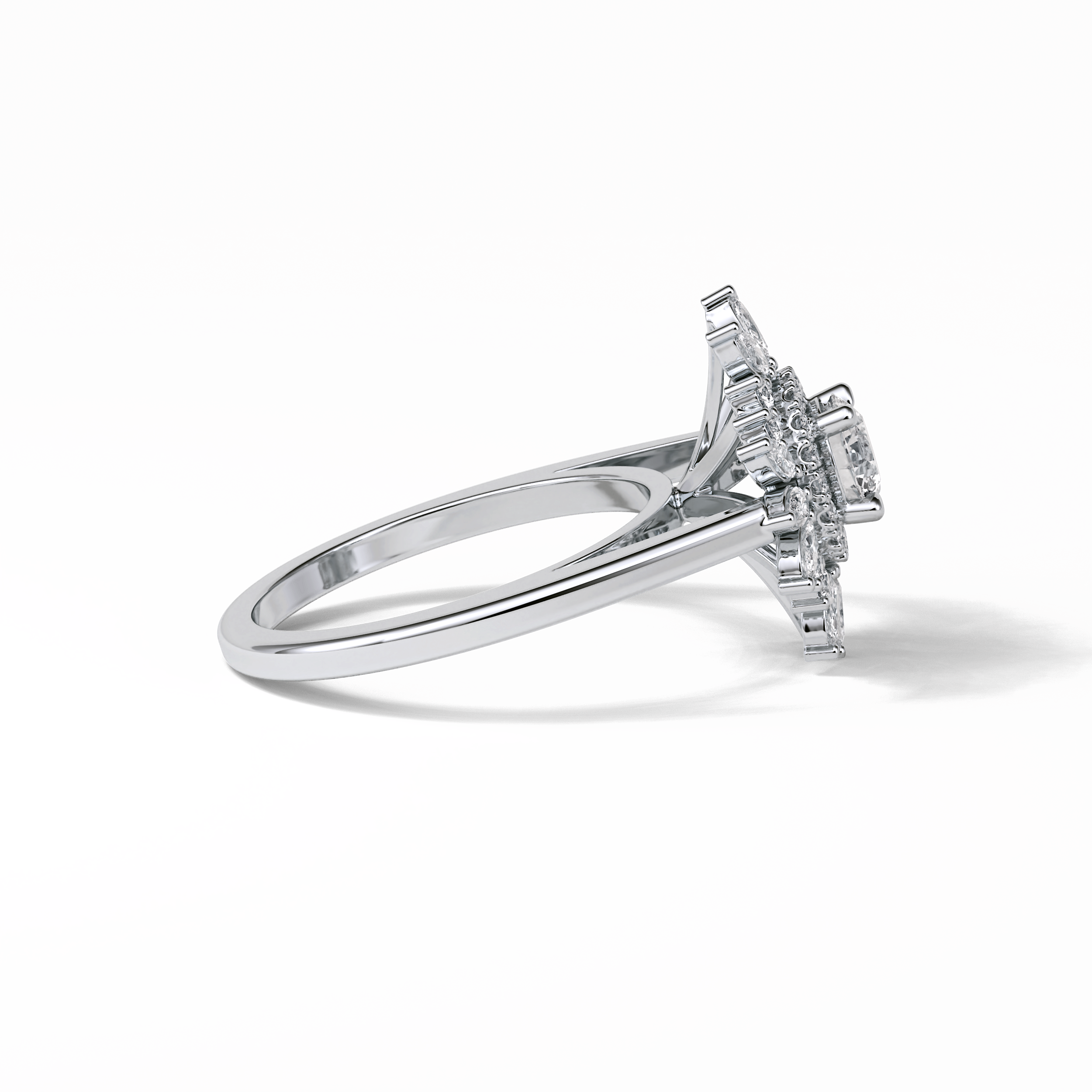 0.5 CT Round Cut Halo Style Moissanite Engagement Ring 4