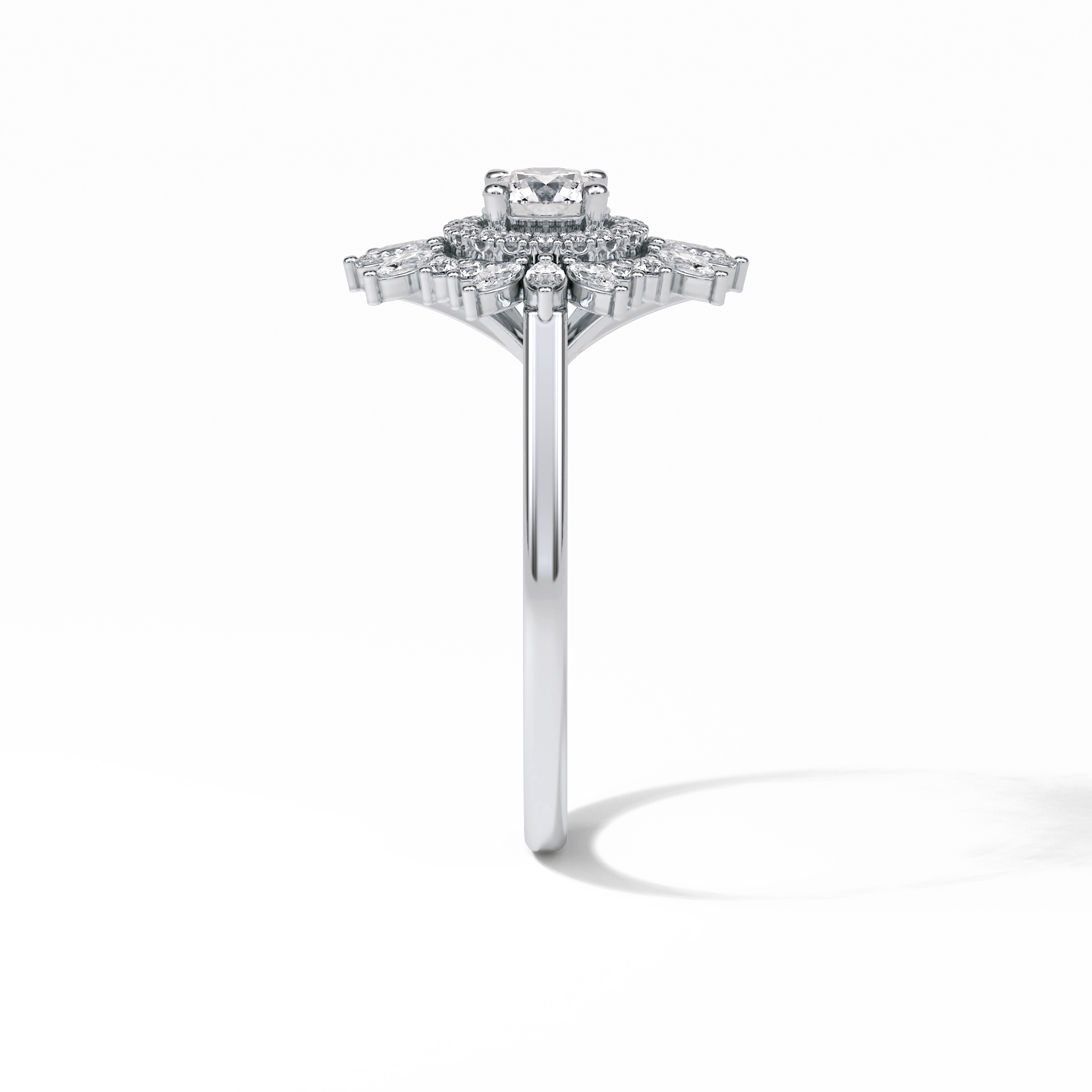 0.5 CT Round Cut Halo Style Moissanite Engagement Ring 5