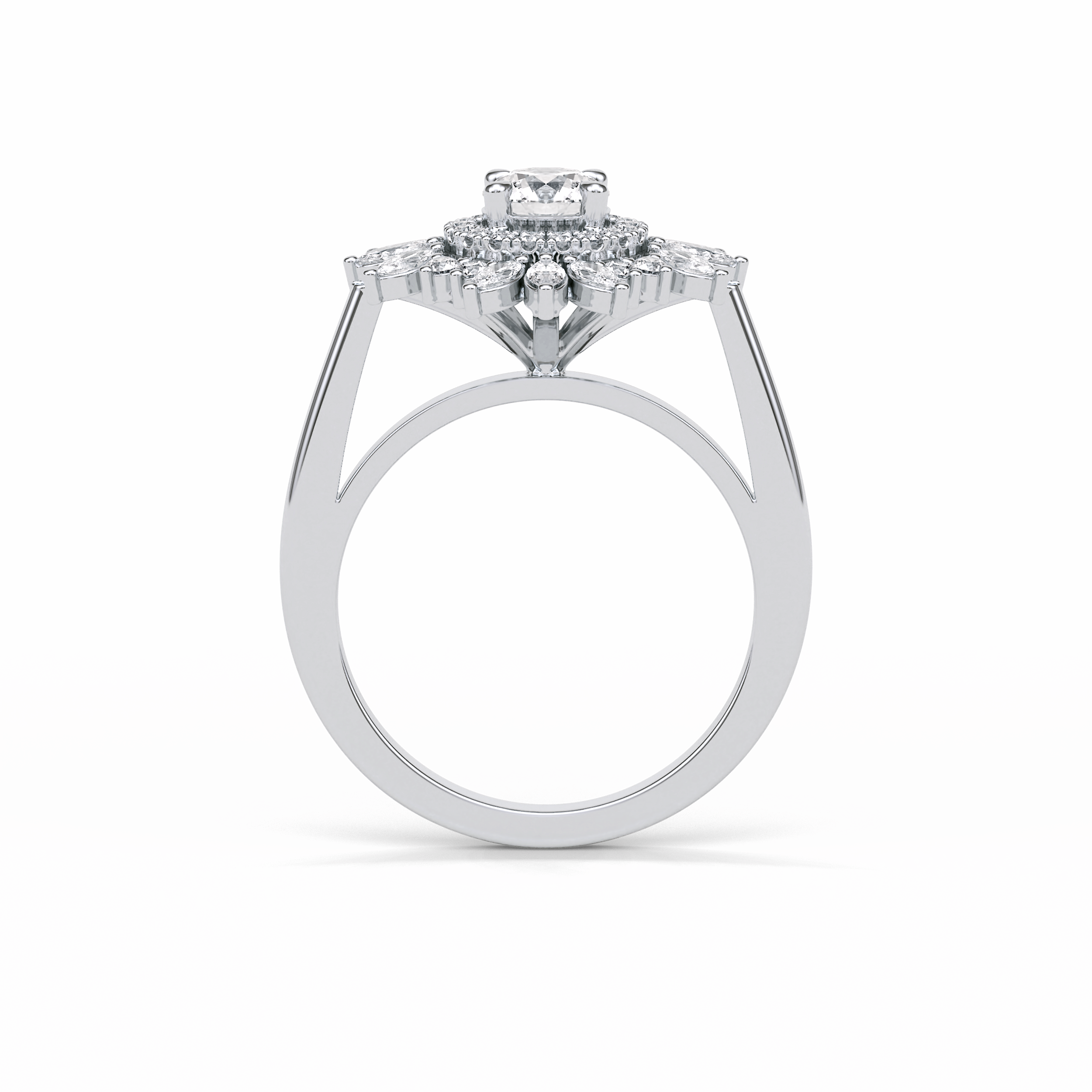 0.5 CT Round Cut Halo Style Moissanite Engagement Ring 2