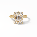0.92 CT Emerald Cut Cluster Style Moissanite Engagement Ring 8