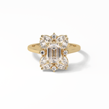 0.92 CT Emerald Cut Cluster Style Moissanite Engagement Ring 8