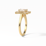 0.92 CT Emerald Cut Cluster Style Moissanite Engagement Ring 16