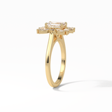 0.92 CT Emerald Cut Cluster Style Moissanite Engagement Ring 16